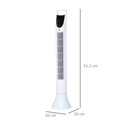 Freestanding Tower Fan, 3 Speed 3 Mode, 7.5h Timer, 70 Degree Oscillation, LED Panel, 5M Remote Controller, White