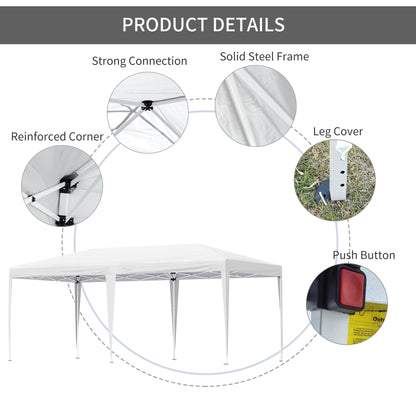 Pop Up Gazebo Double Roof Foldable Canopy Tent Wedding Awning Canopy w/ Carrying Bag 6 m x 3 m x 2.65 m White