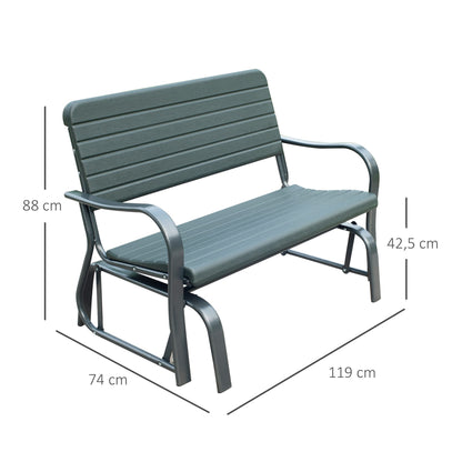 Metal 2-Seater Outdoor Garden Rocker Bench Green