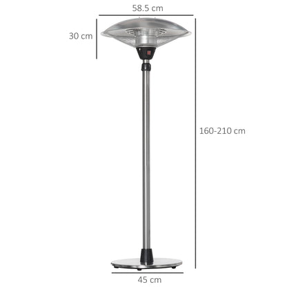 3KW Electric Patio Heater with 3 Heat Settings, Freestanding Infrared Outdoor Heater with Adjustable Height Silver