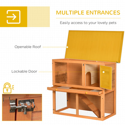 Wooden  90cm 2 Tiers Rabbit Hutch