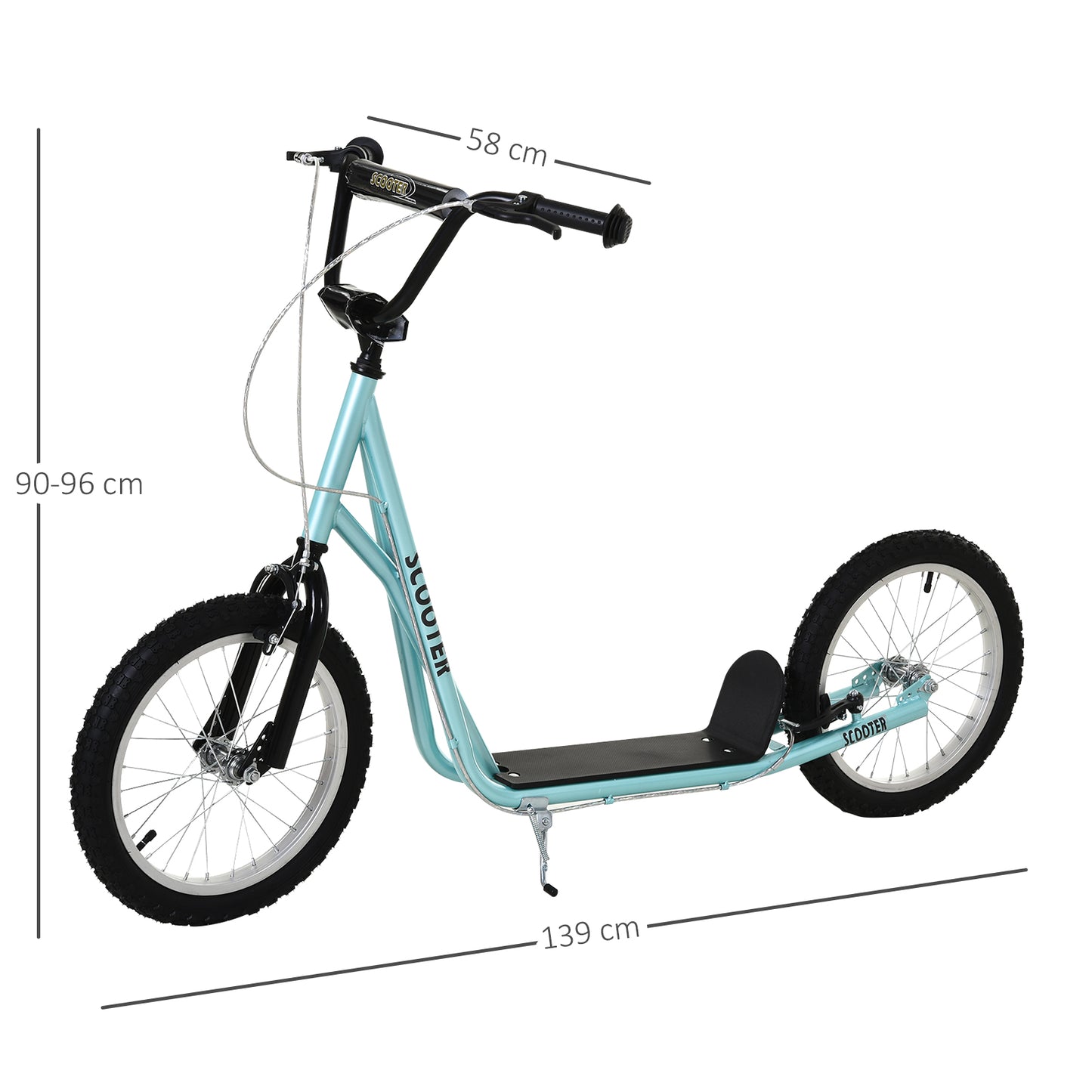 Bicycle Scooter, Kick Scooter for Kids, Big Wheel, Steel Frame Adjustable Blue