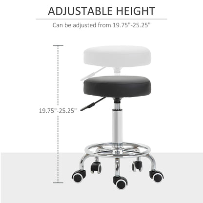 PU Leather Height Adjustable Swivel Salon Stool Black