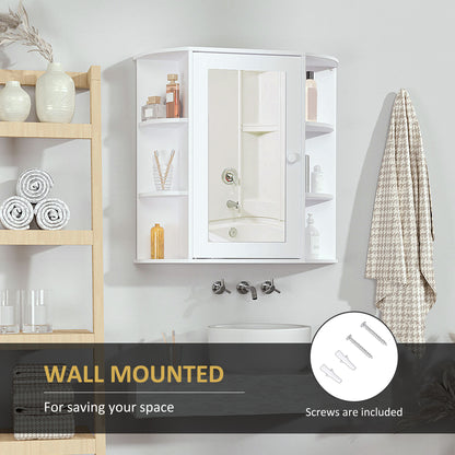 Wall Mounted Bathroom Cabinet with Mirror Single Door Storage Organizer 2-tier Inner Shelves White