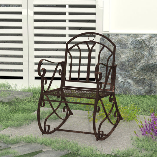 Outsunny Iron Rocking Chair-Bronze