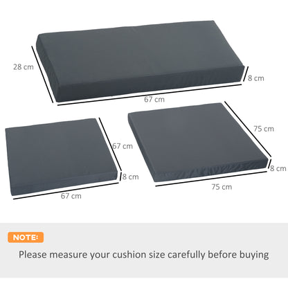 Outdoor Cushion Pad Set for Rattan Furniture, 7 Piece Garden Furniture Cushions, Patio Conversation Set Cushions, Lightweight, Grey