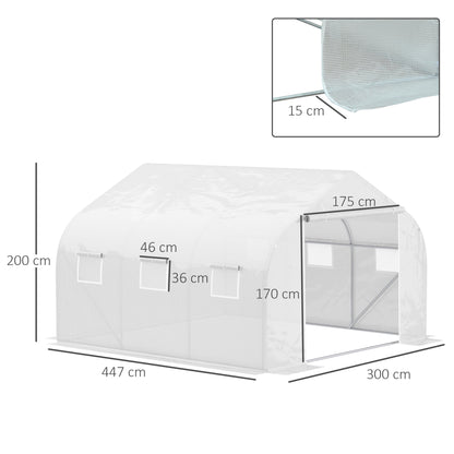 Walk In Greenhouse Cover Replacement Reinforced Gardening Plant Growhouse Cover with 6 Roll Up Windows White, COVER ONLY