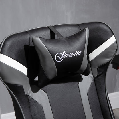 Gamer Recliner Chair with Footrest, Headrest, Lumbar Support Reeling Backrest Black Deep Grey