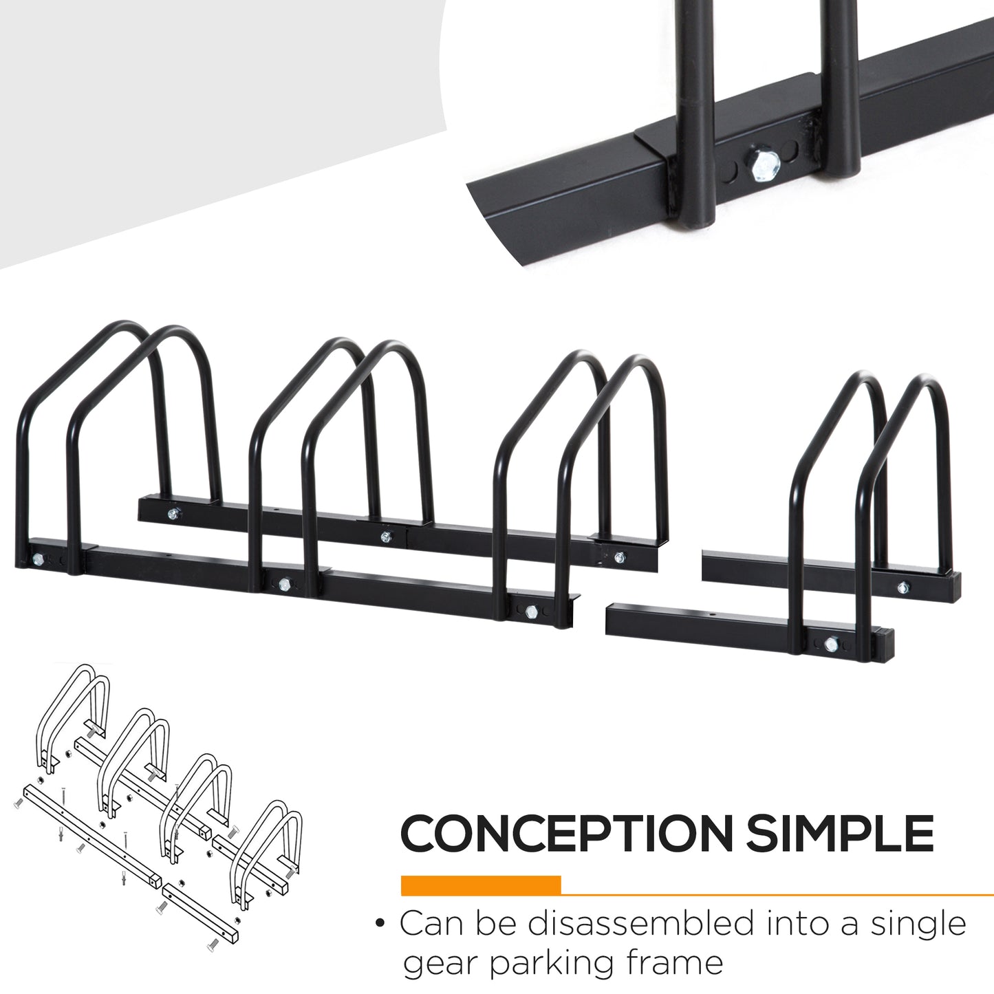 4-Bike Parking Stand Parking Rack, 95Lx33Wx27H cm, Steel-Black