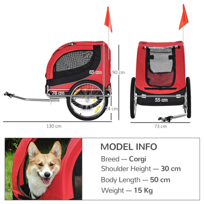 Folding Bicycle Pet Trailer W/Removable Cover-Red