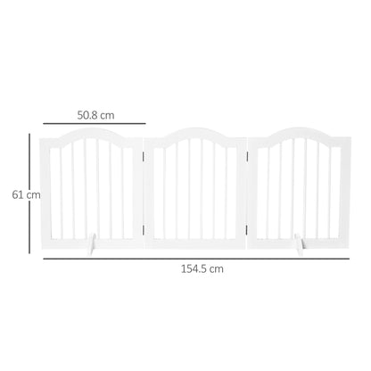 Wooden Foldable Small Sized Dog Gate Stepover Panel with Support Feet Pet Fence Freestanding Safety Barrier White