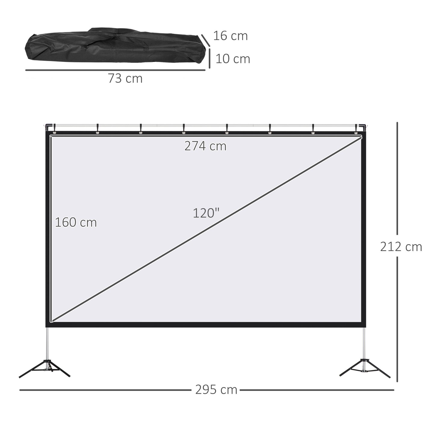 Portable Projector Screen, Display Screen, 120 inch Projector Screen & Stand Portable Front & Rear Projection Screen 4K HD