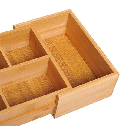 Stationery Organiser, Bamboo Expandable Drawer Inserts Wooden Storage Holder Kitchen