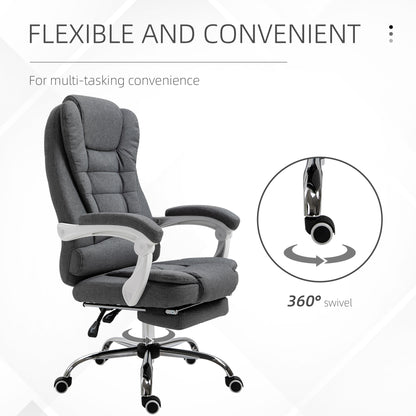 Reclining Office Chair with Footrest, Ergonomic, Executive, Linen,