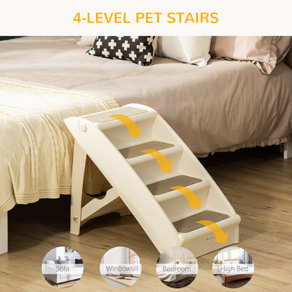 Puppy Steps for Bed, Foldable with Non-Slip Mats 62 x 38 x 49.5cm - Beige