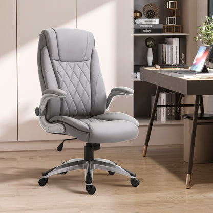 Vinsetto Ergonomic Executive Office Chair Sleek PU Leather 360 Rotation w/ Headrest in Grey 