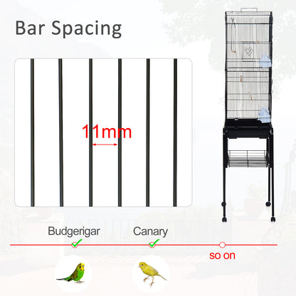 Large Pet Bird Cage Parrot Cockatiel House, 47.5Lx37Wx153Hcm-Black