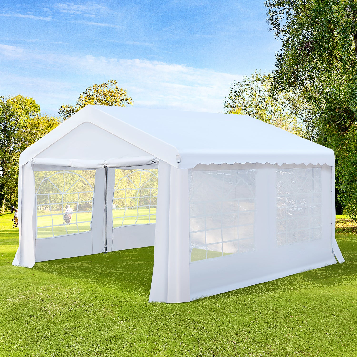 Outsunny Gazebo Marquee Party Tent, Steel Frame, 4x4 m-White