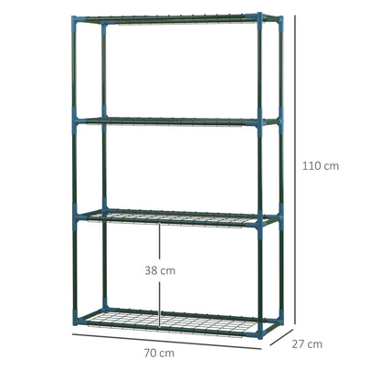 70L x 27W x 110H cm Modern Plant Stand Set of 2, 4-Tier Planter Holder with Steel Frame, Outdoor Flower Display Rack, Green