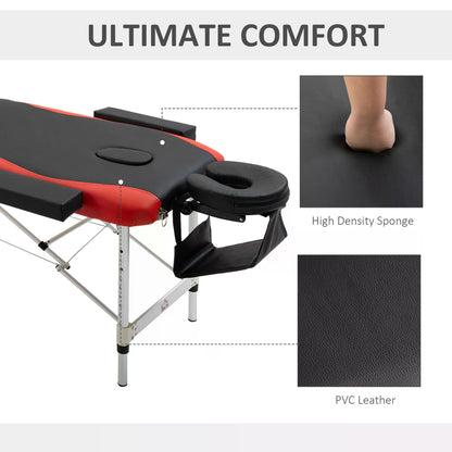 Professional Portable Massage Table W/ Headrest-Black/Red