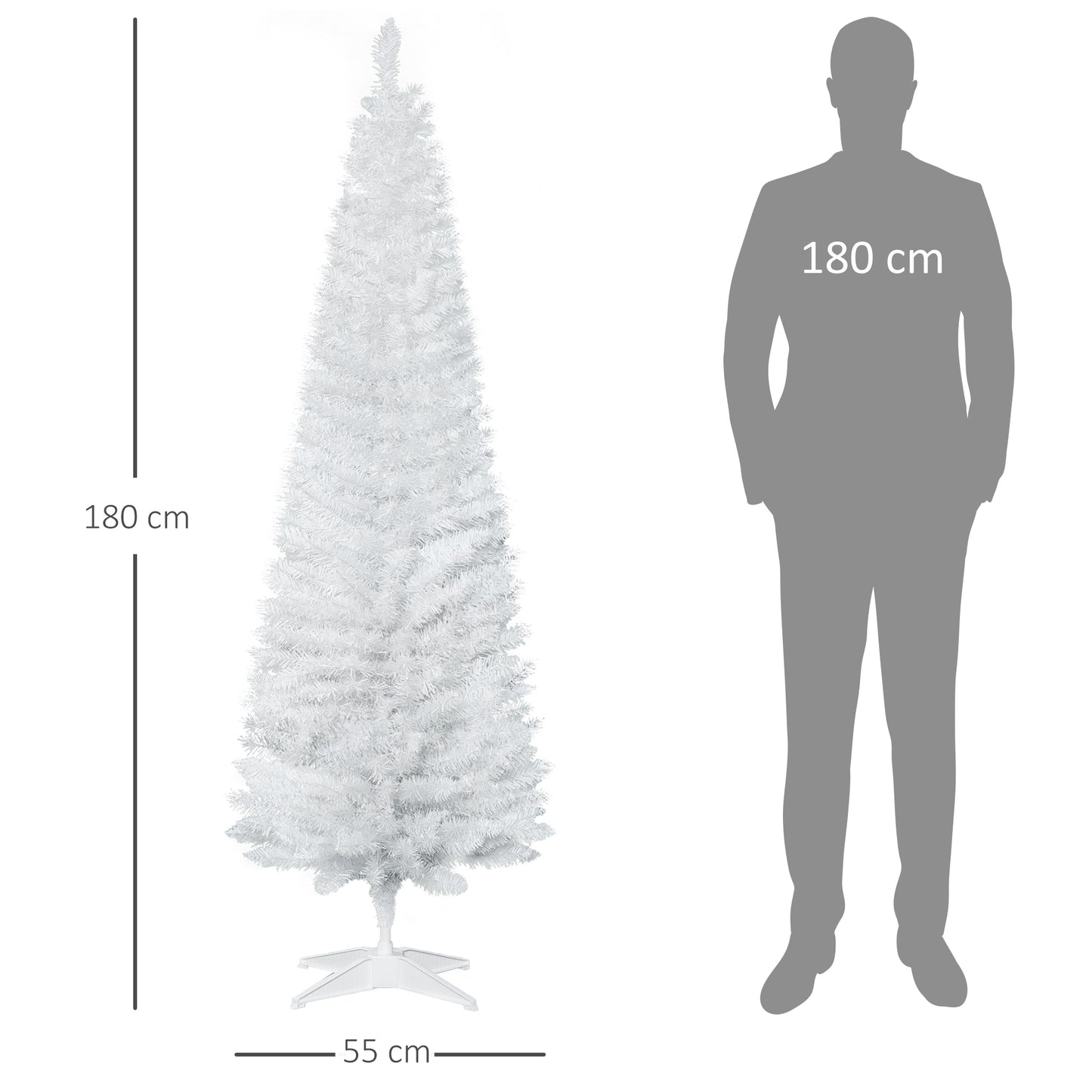 6ft Artificial Pine Pencil Slim Tall Christmas Tree with 390 Branch Tips Xmas Holiday Décor with Stand