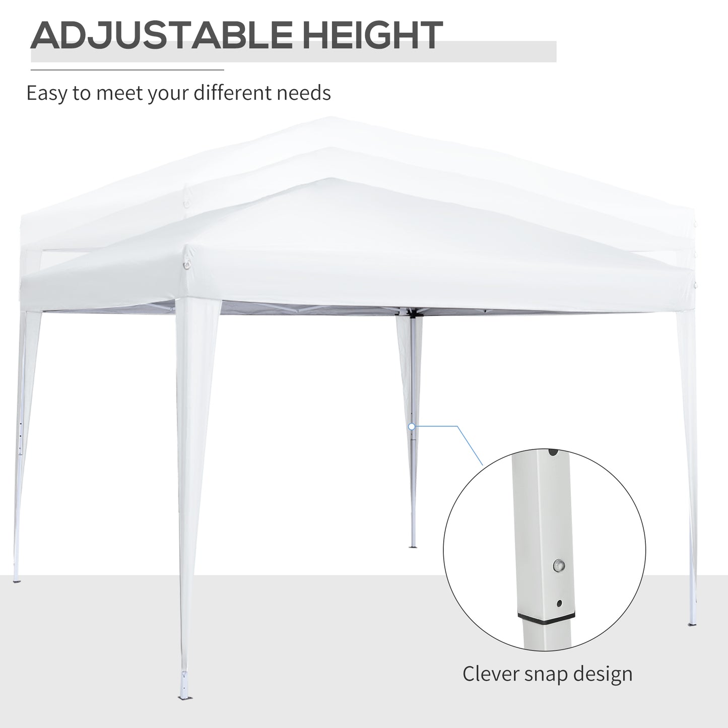 3mx3m Pop Up Gazebo Party Tent Canopy Marquee Waterp Resistant Free Storage Bag White