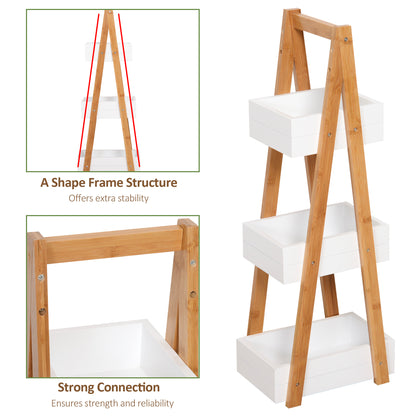 Bathroom A-Shape Rack, 3-Tier-Bamboo