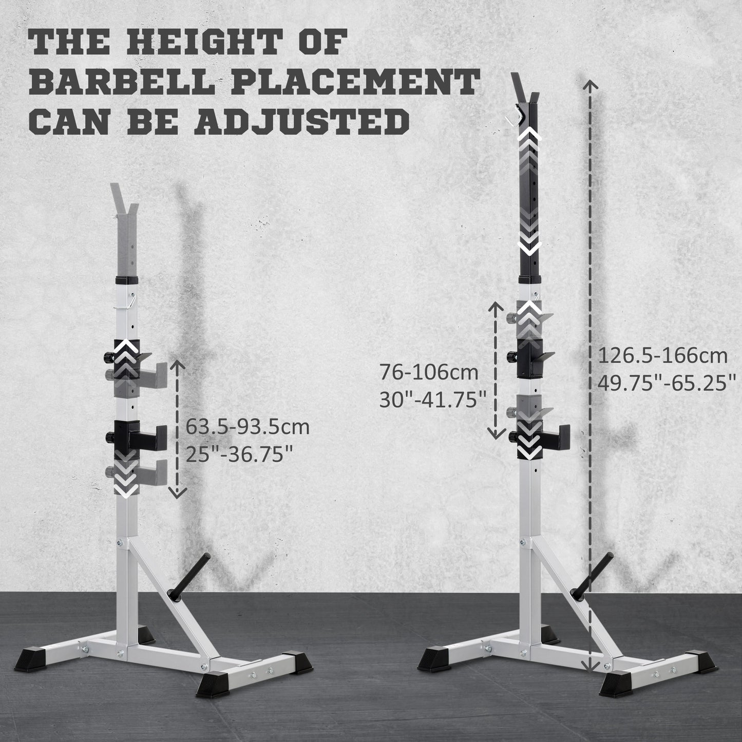 2-Piece Pair Steel Height Adjustable Barbell Squat Rack and Bench Press 23" x 29.75" x 69.25"