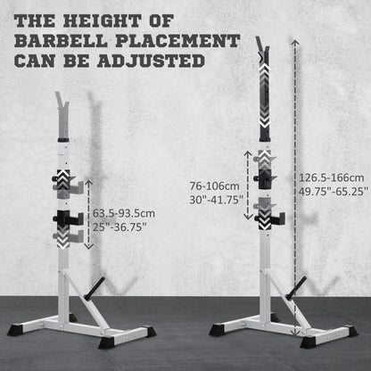 2-Piece Pair Steel Height Adjustable Barbell Squat Rack and Bench Press 23" x 29.75" x 69.25"