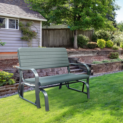 Metal 2-Seater Outdoor Garden Rocker Bench Green