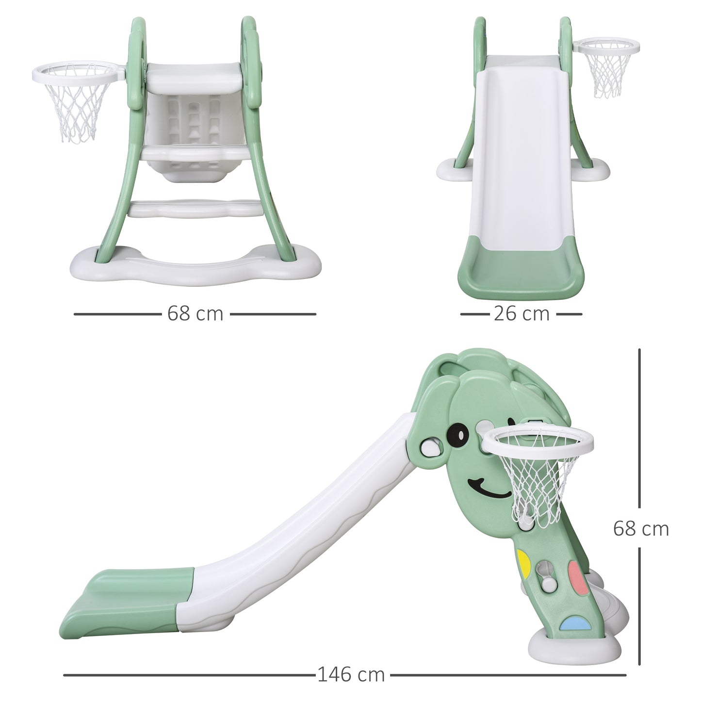 Climbing Frame with Slide, Outdoor Slide, with Basketball Hoop Toddler Climber Freestanding Slider Playset Playground