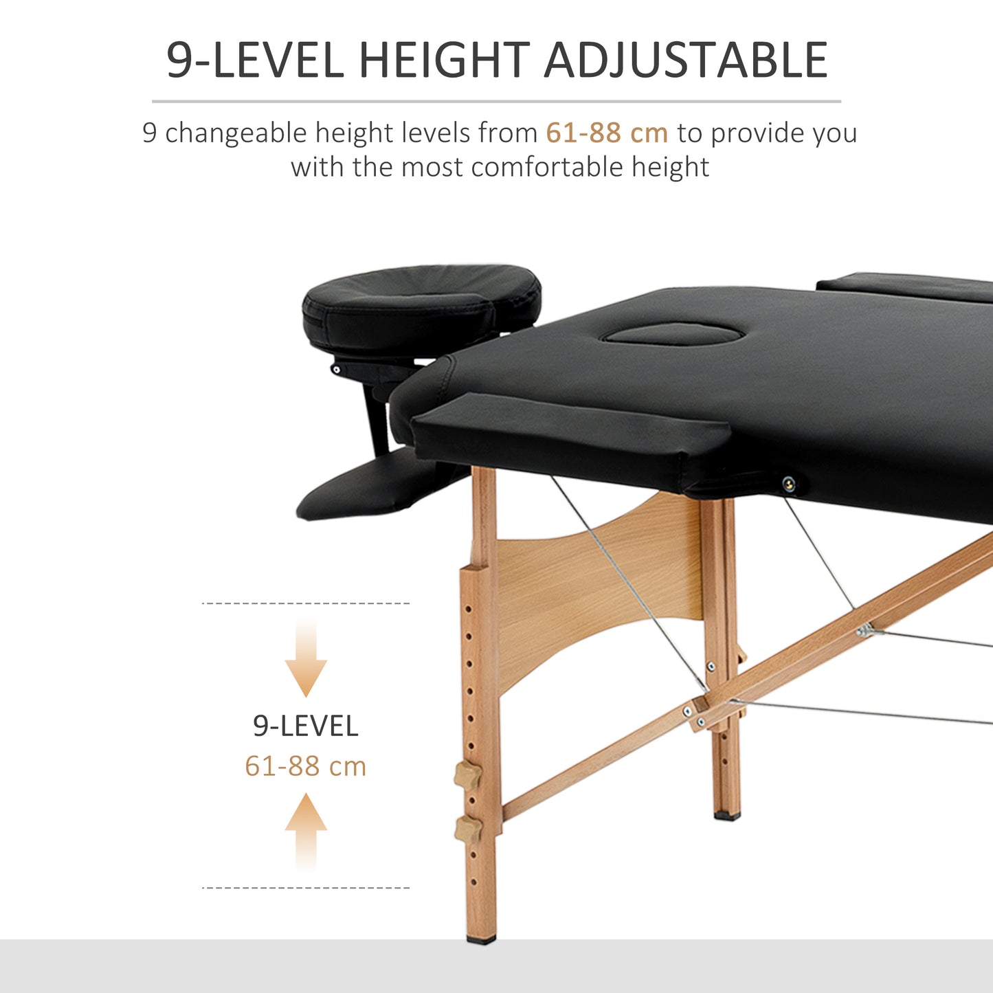 Portable Folding Massage Table, 2 Sections-Black