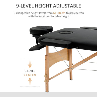 Portable Folding Massage Table, 2 Sections-Black