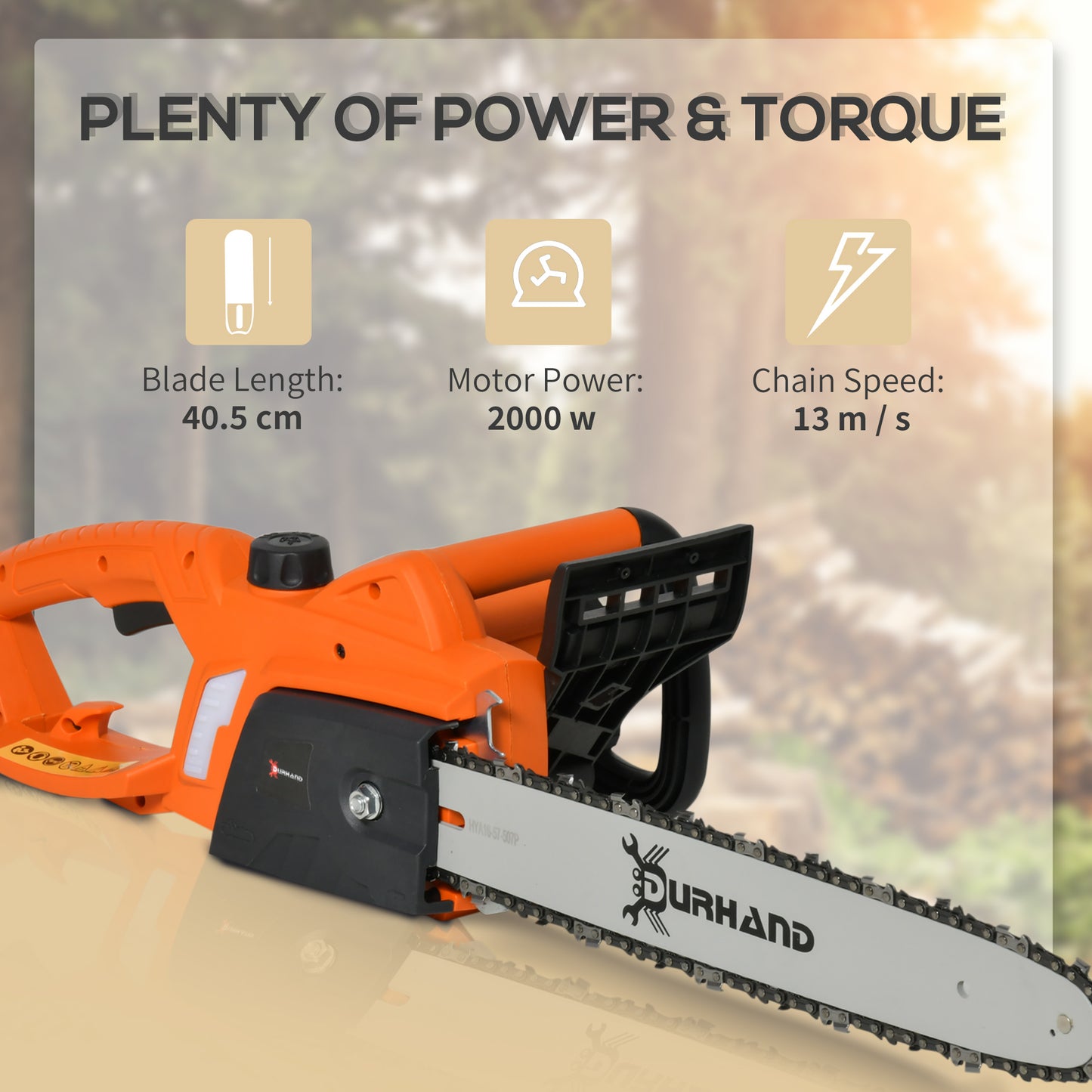 Electric Chainsaw, 2000 W,  40 cm Blad, Corded Aluminium-Orange