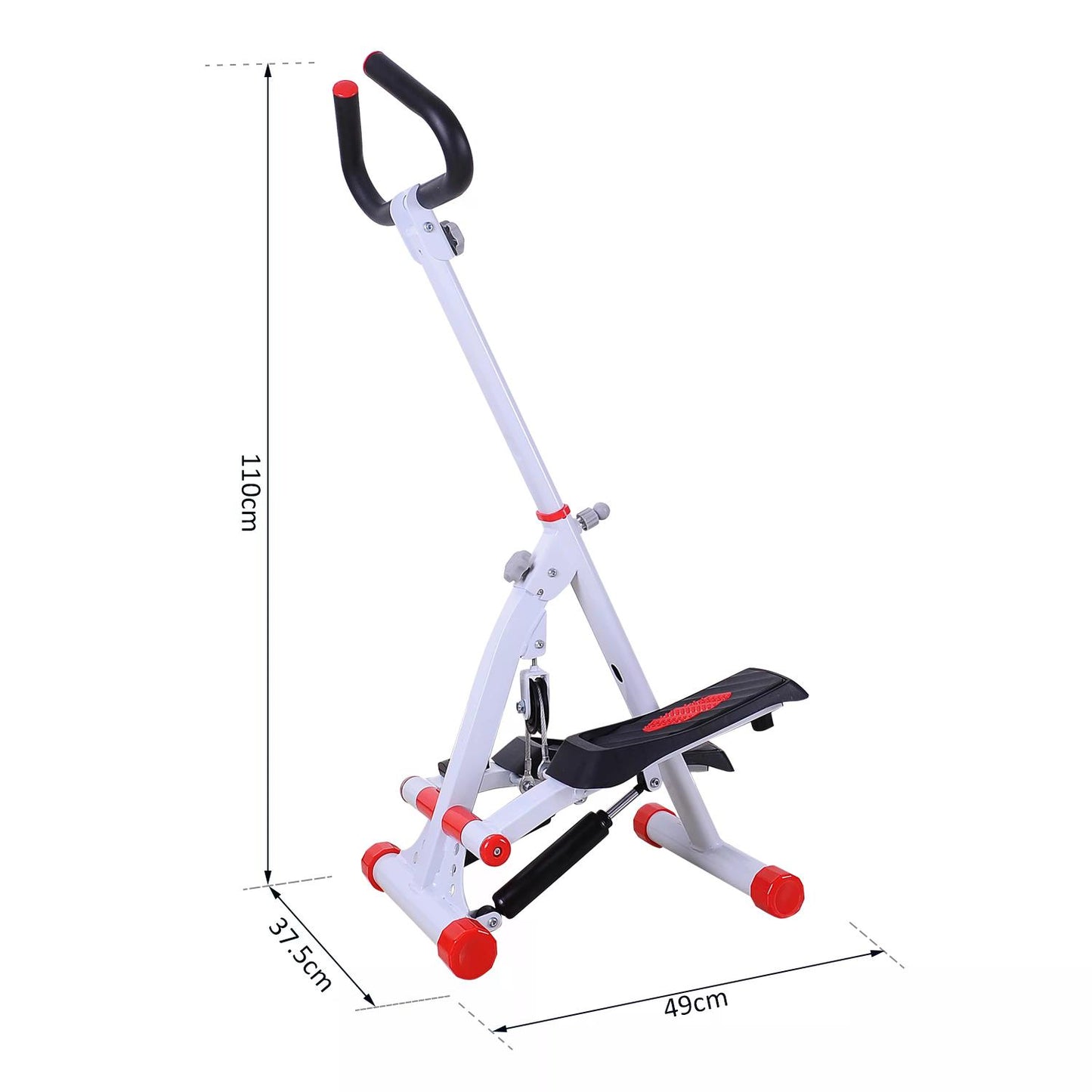 Foldable Stepper With Handle Gym Equipment, Steel-White/Red