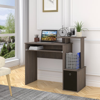 Homcom Computer Desk With Sliding Keyboard Tray Storage Drawer Shelf Home Office Workstation Office Desk Study Desks With Shelf Grey