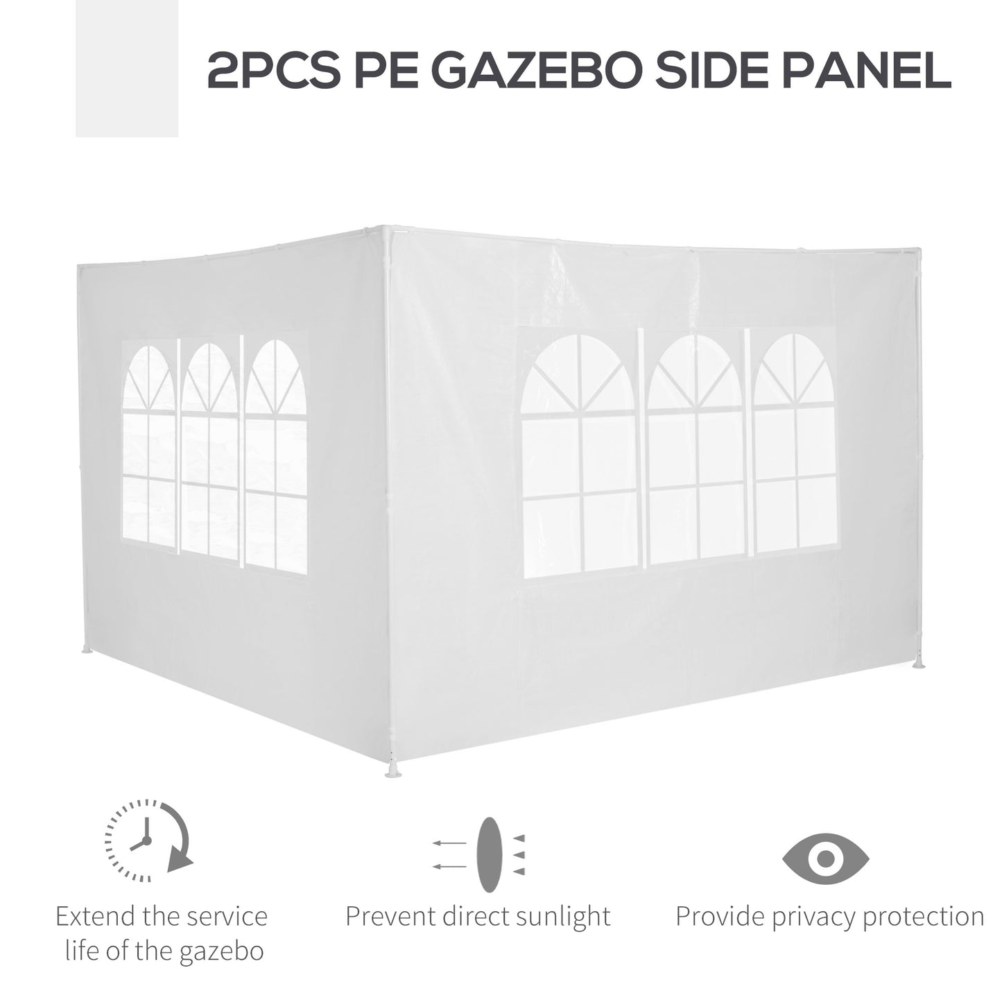 3m Side Walls Gazebo Replacement Panels-White