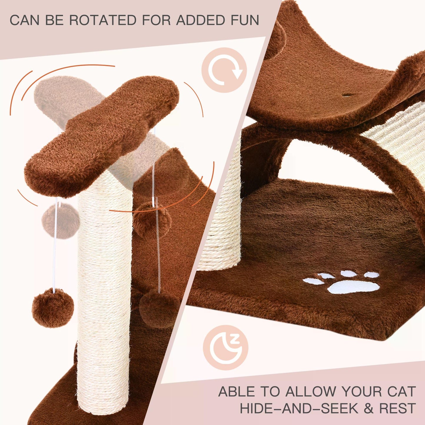 43cm Cat Tree Cat Tower Scratching Post Climbing Tree for Kitten Activity Center Brown