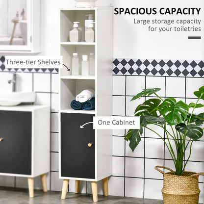kleankin Bathroom Storage Cabinet, Bathroom Floor Standing Tallboy Unit with Adjustable Shelves and Cabinet, White