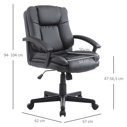 Homcom Office Chair Pu Leather Swivel Executive Armchair Pc Desk Computer Seat Height Adjustable Home Office Ergonomic Chair -Black