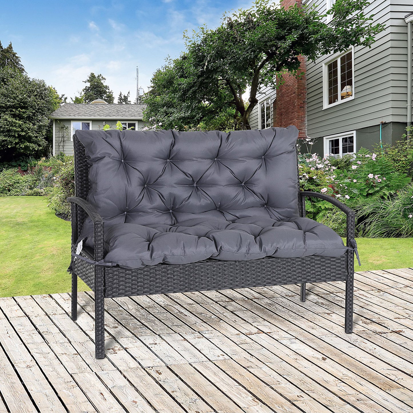 2-Seater Cushion,100Wx98Lx8T cm-Dark Grey