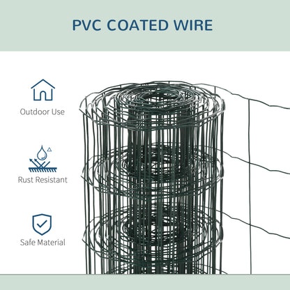 61cm x 1000cm Chicken Wire Mesh Foldable PVC Coated Welded Garden Fence Roll Poultry Netting for Rabbit Green