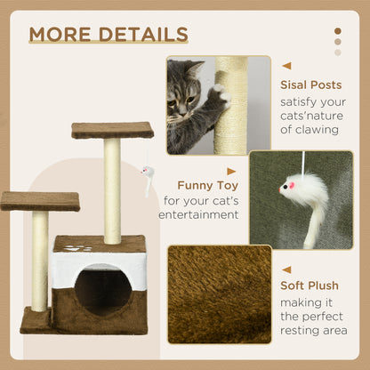 Cat Tree Tower Kitten House Scratching Posts W/ Condo Perch Interactive Mouse Toy 45 x 33 x 70 cm