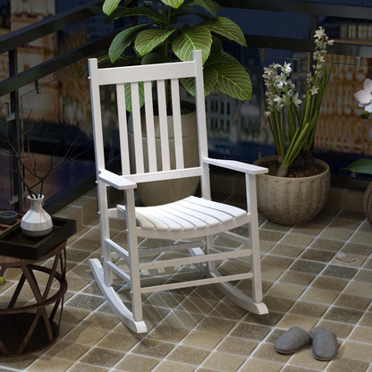 Outsunny Porch Rocking Chair Outdoor Patio Wooden Rocker Balcony Deck Garden Seat 