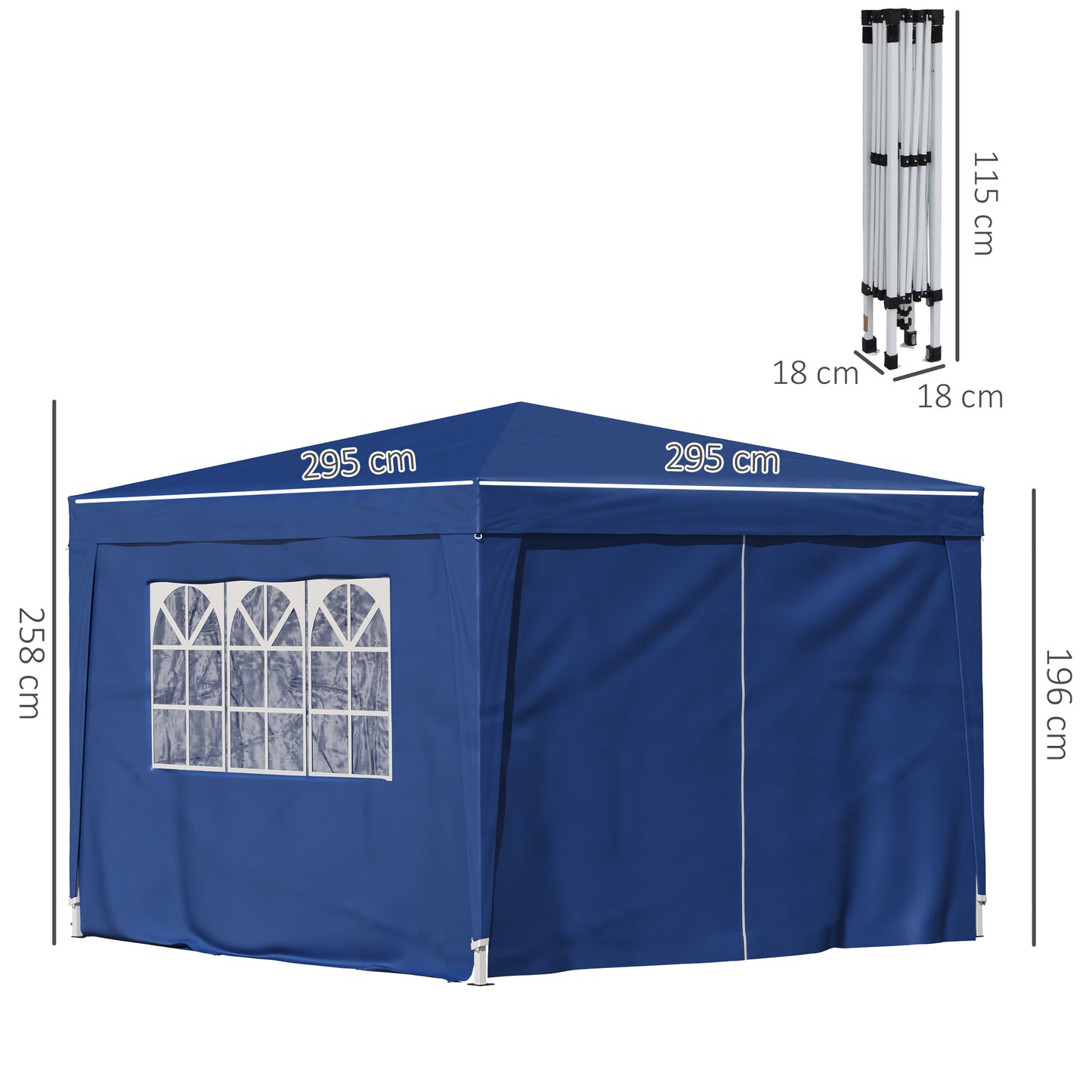 Pop Up Gazebo Marquee, size (3m x 3m)-Blue