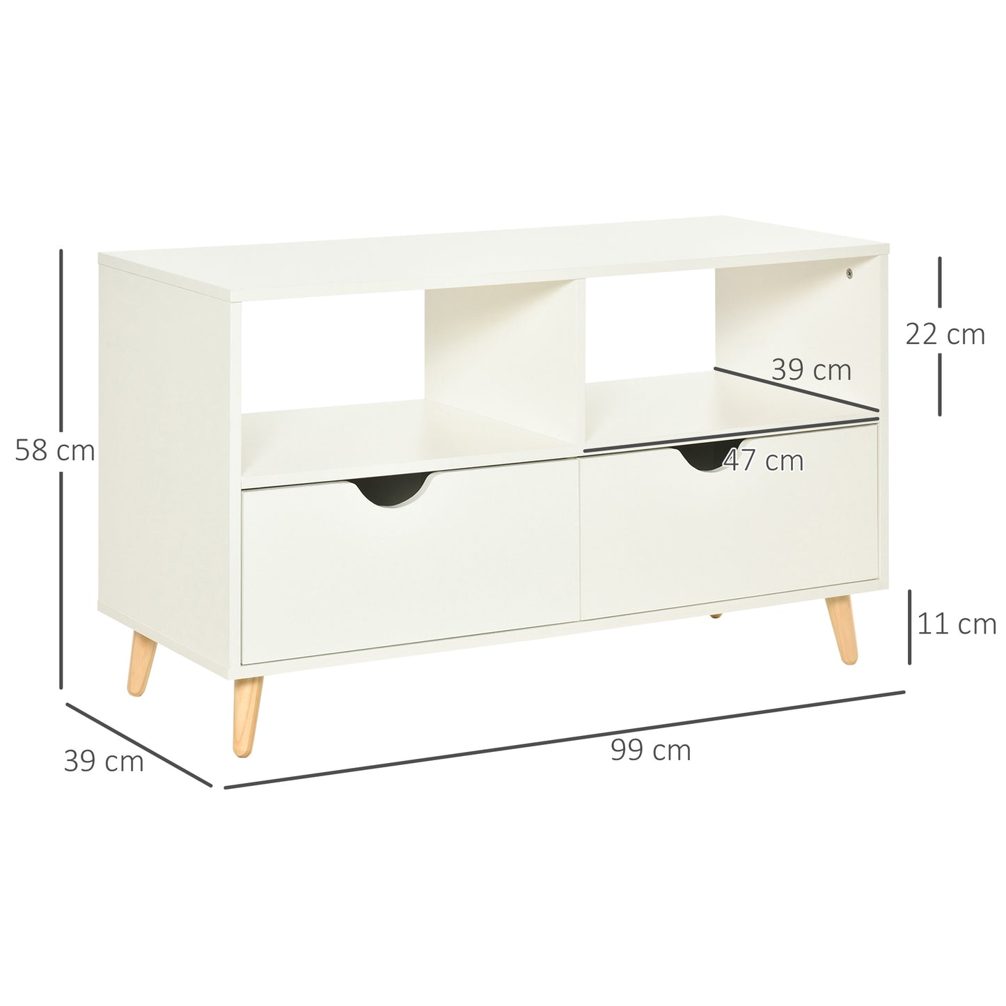 TV Stand with Shelf & Drawers Storage Cabinet Media Entertainment Center Modern White