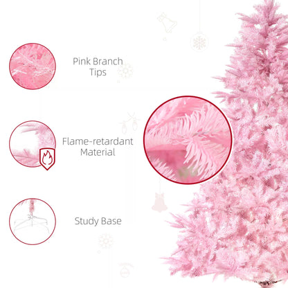 Pink Christmas Tree, 5FT Artificial Christmas Tree, Holiday Xmas Holiday Tree Decoration with Automatic Open for Home Party