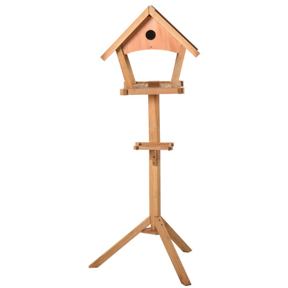 Bird Feeder Stand, Bird Table, Bird Feeding Station, Wooden, Freestanding for Garden Backyard Outside Decorative Pre-cut Natural