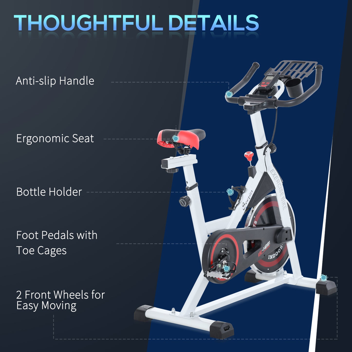 Upright Exercise Bike Indoor Training Cycling Machine Stationary Workout Bicycle with Adjustable Resistance Seat Handlebar