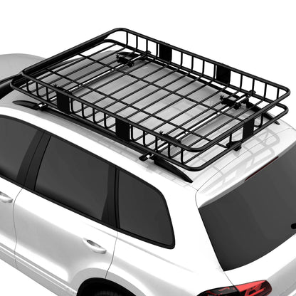 HOMCOM Adjustable Roof Rack Metal Inclined Design of The Front Baffle 109/162x99x16cm